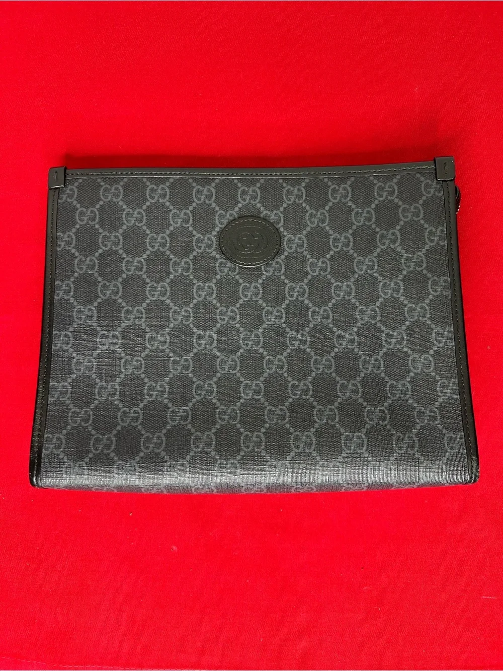 Gucci Beauty Case with Interlocking G Black GG Supreme Toiletry Pouch Leather